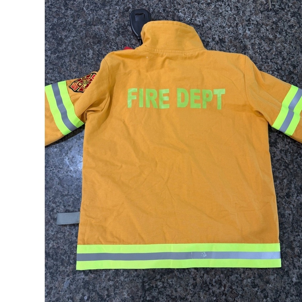 Teetot & Company Firefighter Costume Jacket Orange Reflective Kids Size 7-8